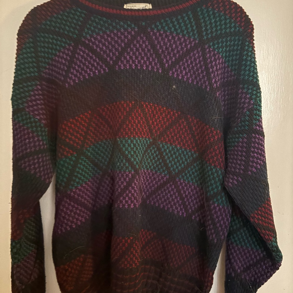 Colorful Geometric Knit Sweater